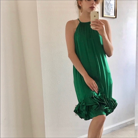 Laundry Shelli Segal Green Silk Cocktail Dress 6 - Picture 3 of 5